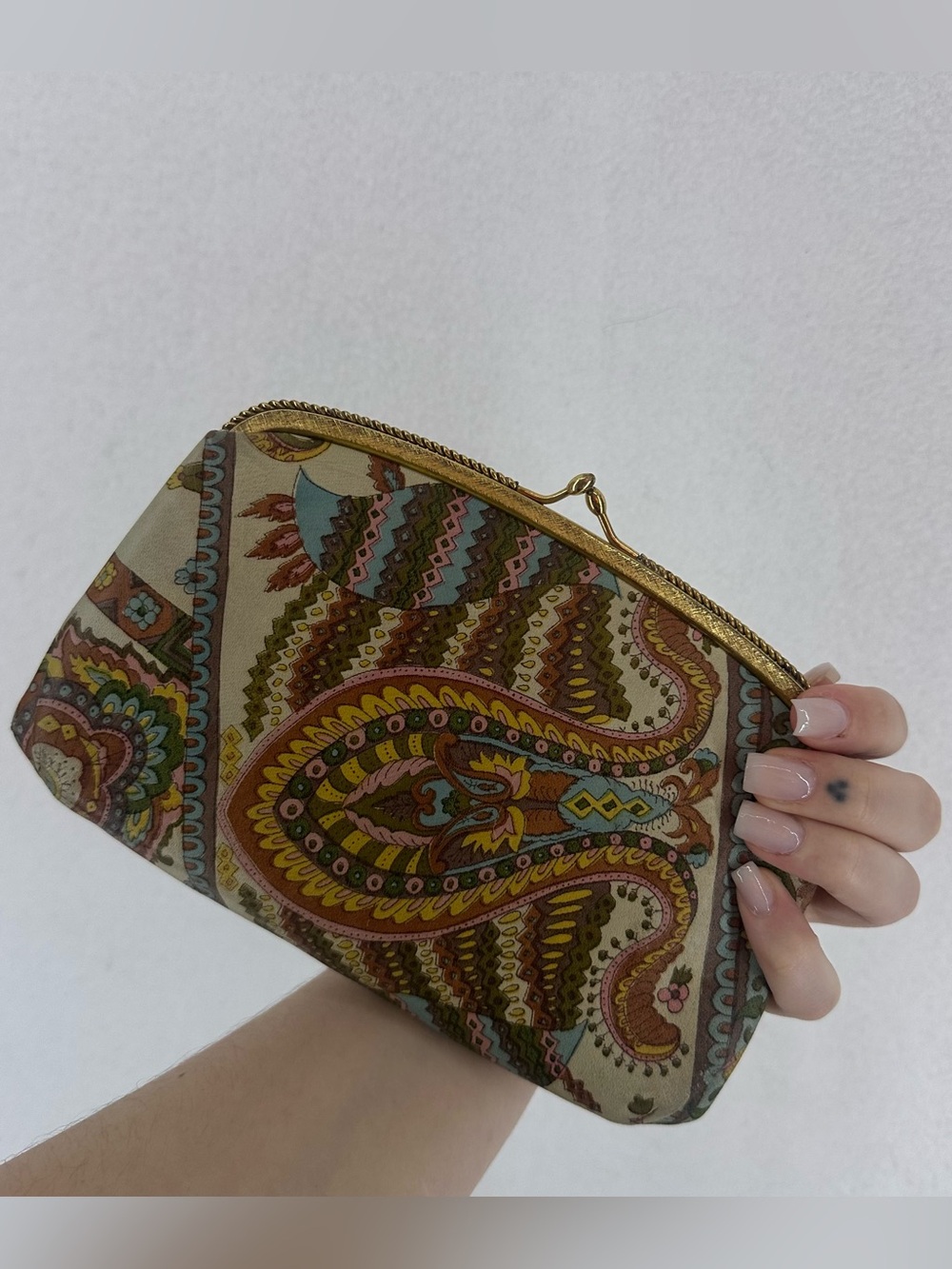 Vintage Leather Morris Moskowitz Paisley Clutch Multi
